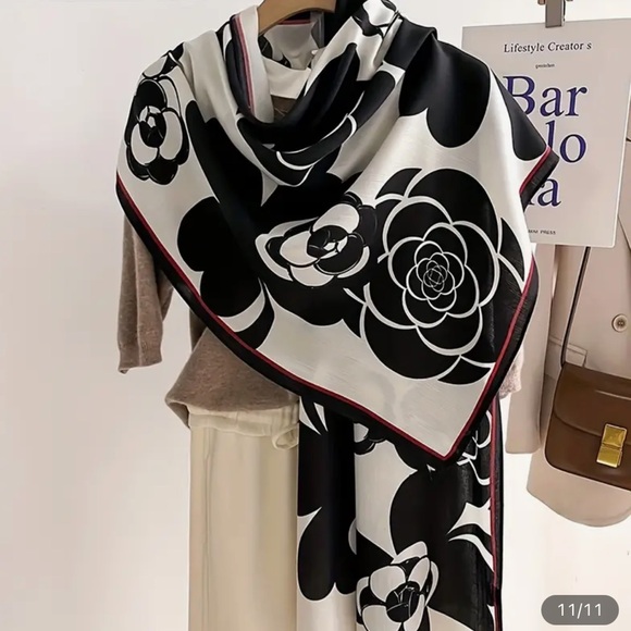 Boutique Accessories - 375. Long Stylish Women's Thick Fleece Winter Scarf, Elegant Striped Faux Shearl